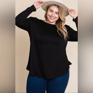 PS-T31-Plus Size Ruched Puff Sleeve Top
